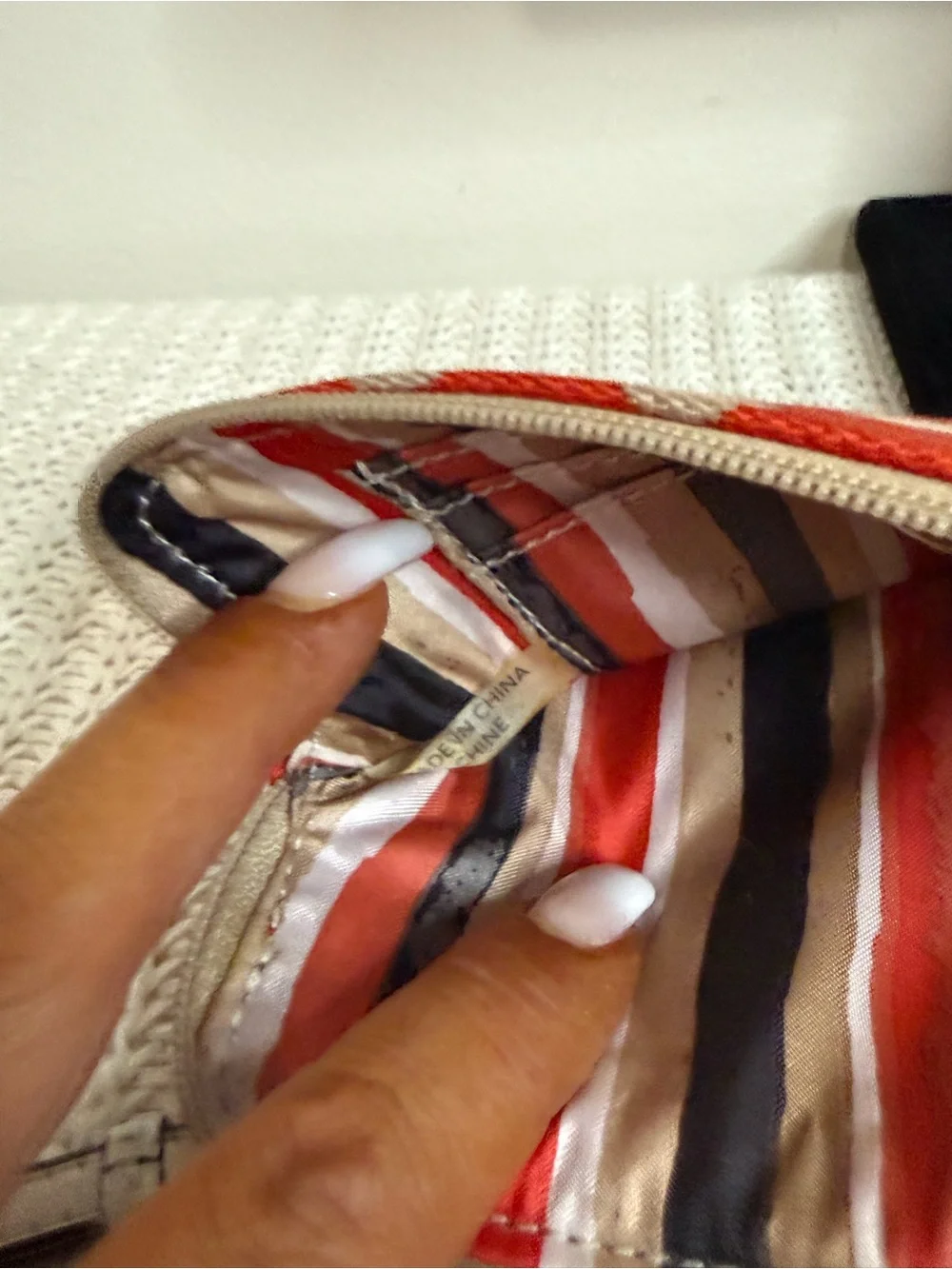 CoachY2K Red Polka Dot Wristlet Pouch with Neutral gold Trim